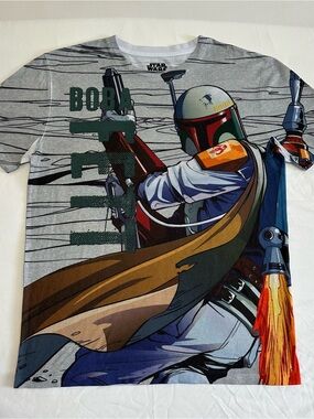 Star Wars Boba Fett Grey Graphic Short Sleeve Tee